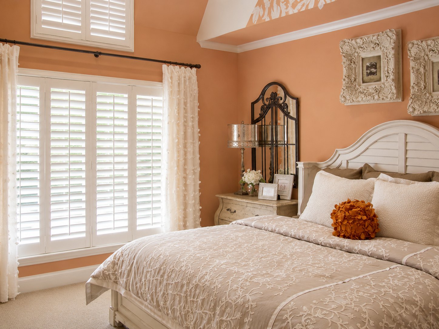 custom drapery and shades bedroom