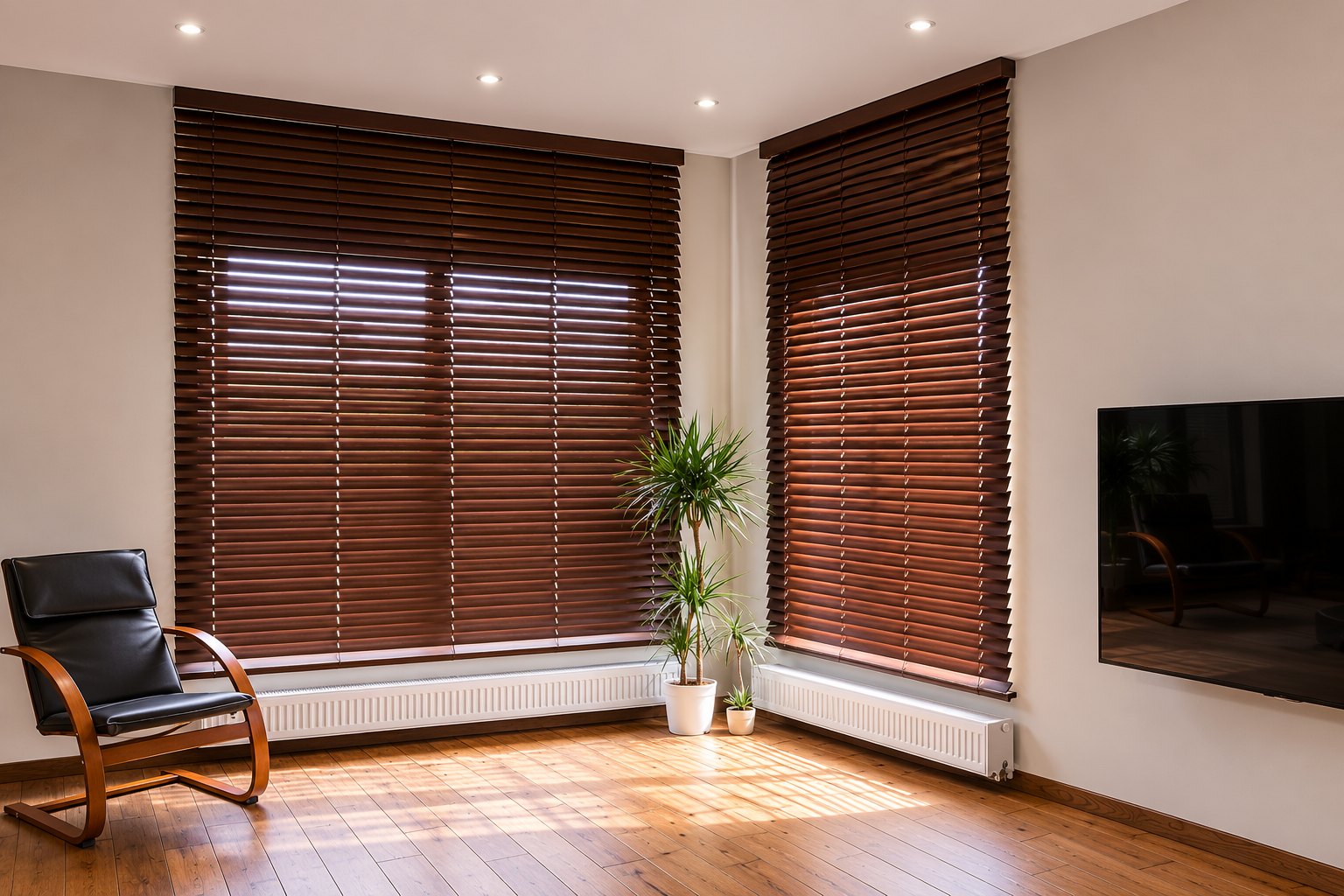 wood blinds living room